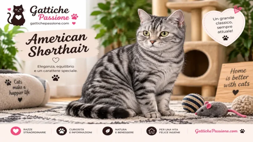 Gatto American Shorthair tigrato silver dal pelo corto e folto