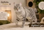Highland Lynx gatto dal pelo maculato, orecchie tufted e coda corta