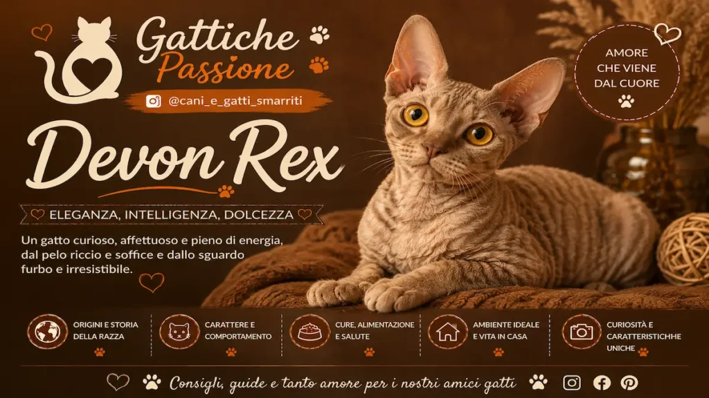 Gatto Devon Rex dal caratteristico pelo riccio e morbido