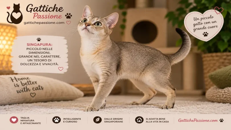 Singapura Gatto dal corpo minuto e dal caratteristico mantello ticked