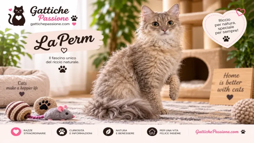 Gatto LaPerm dal caratteristico pelo riccio e morbido