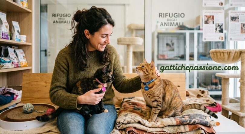 gatti maschio o femmina, signora intenta alla scelta